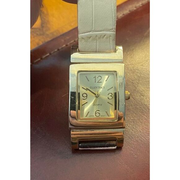 Women's 20mm Ellen Tracy Watch, Swivel Band with Brown and White Band Option - Picture 3 of 4